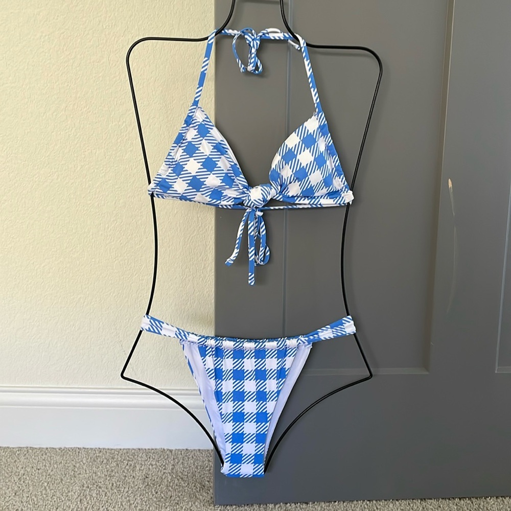NEW Envya Blue Houndstooth Bikini